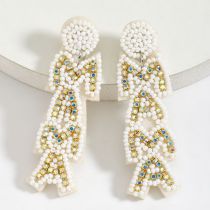 Fashion Mother's Day Style 2:white Rice Bead Braided Geometric Earrings