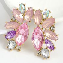Fashion Pink Alloy Diamond Geometric Stud Earrings