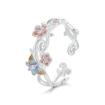 Fashion Silver Silver Sakura Butterfly Open Ring