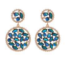 Fashion Blue Alloy Diamond Drop Round Earrings