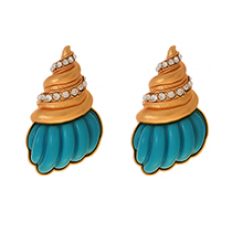 Fashion Blue Alloy Diamond Conch Stud Earrings