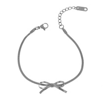 Fashion Silver Titanium Steel Bow Snake Bone Chain Bracelet