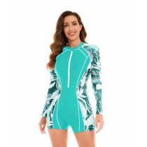 Fashion Emerald Polyester Printed Boxer Swimsuit