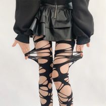 Fashion Black Ripped Pantyhose Black Stockings With Holes