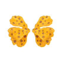 Fashion Ginger Yellow Alloy Oil Drop Leaf Stud Earrings