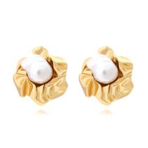 Fashion Gold Metal Geometric Pleated Earrings