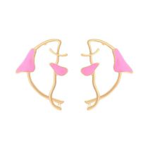 Fashion Pink Alloy Oil Dripping Hollow Tropical Fish Earrings