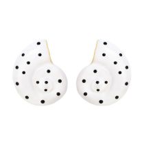Fashion White Alloy Oil Dripping Dot Conch Earrings