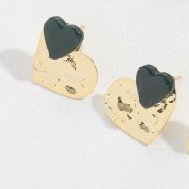 Fashion Dark Green Gold-plated Copper Love Earrings