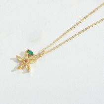 Fashion Flowers Gold-plated Copper Flower Necklace With Diamonds
