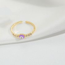 Fashion Purple Copper Set Zirconium Geometric Open Ring