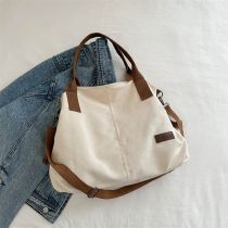 Fashion White Canvas Large Capacity Shoulder Bag