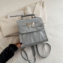 Fashion Grey Pu Flip Backpack