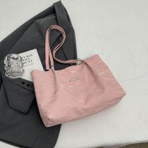 Fashion Pink Soft Leather Large Capacity Shoulder Bag