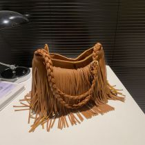 Fashion Brown Tassel Large Capacity Shoulder Bag