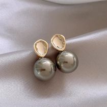 Fashion Grey Metal Pearl Earrings