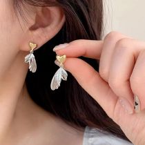 Fashion Gold And Silver Color Matching Gold And Silver Contrasting Love Fishtail Earrings
