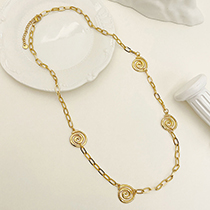 Fashion Gold Stainless Steel Textured Necklace