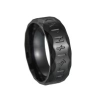 Fashion Black Titanium Steel Engraved Men's Ring