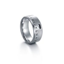 Fashion Silver Titanium Steel Number Ring