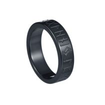 Fashion 6mm Black Titanium Steel Word Ring