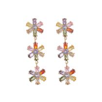 Fashion Diamond Earrings Copper Inlaid Zirconium Flower Earrings