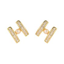 Fashion H Letter Earrings Copper Diamond Letter Stud Earrings