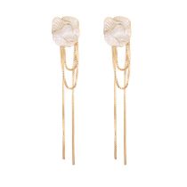 Fashion Camellia Tassel Stud Earrings Copper Geometric Petal Earrings