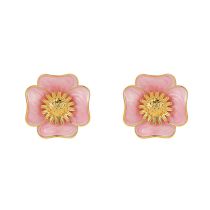 Fashion Flower Earrings Copper Drip Oil Flower Earrings