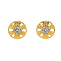 Fashion Medieval Style Ear Clips Metal Diamond Round Stud Earrings