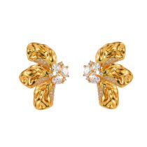 Fashion Leaf Zircon Earrings Metal Diamond Leaf Stud Earrings