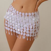 Fashion 02 White 1633 Geometric Sequin Skirt