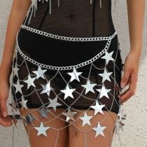 Fashion 03 White K1618 Metallic Sequin Star Skirt