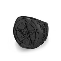 Fashion Black Stainless Steel Five-pointed Star Ring