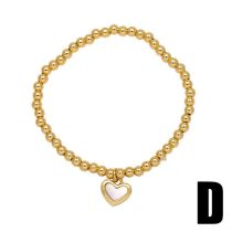 Fashion D Gold Plated Copper Beaded Diamond Geometric Bracelet