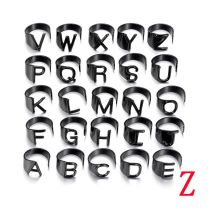 Fashion Black Z Titanium Steel 26 Letter Open Ring