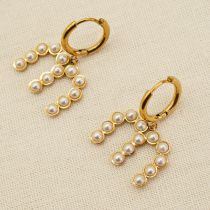 Fashion Gold Titanium Steel Pearl Letter Earrings