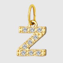 Fashion Golden Zircon Letter Z Stainless Steel Diamond 26 Letter Pendant