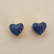 Fashion Blue Diamond Titanium Steel Diamond Love Earrings