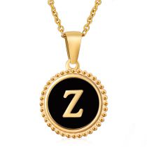Fashion (including Chain) Black Z Stainless Steel Shell 26 Letter Necklace