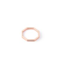 Fashion Rose Gold Titanium Steel Diamond Octagon Ring