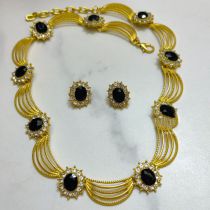 Fashion A Set Of Offers Geometric Diamond Oval Necklace And Earrings Set