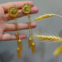 Fashion Gold Copper Geometric Chain Tassel Earrings