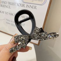 Fashion Grey Geometric Diamond Bow Clip