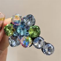 Fashion Green Color Matching Geometric Diamond Flower Hair Clip