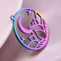 Fashion Color Stainless Steel Round Engraved Pendant