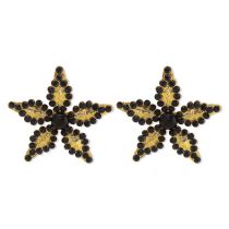 Fashion Black Diamond Alloy Diamond Flower Stud Earrings