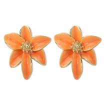 Fashion Orange Color Alloy Oil Dripping Flower Earrings