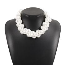Fashion White Pearl Braided Bead Necklace