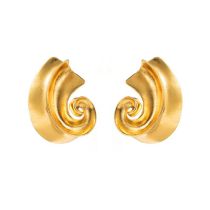 Fashion Gold Alloy Spiral Semicircle Earrings